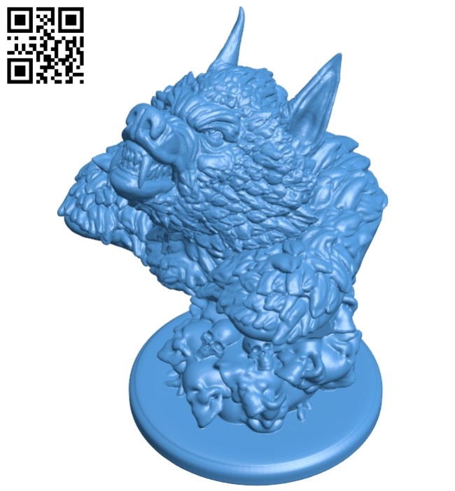 Were wolf bust fixed B008055 file stl free download 3D Model for CNC and 3d printer