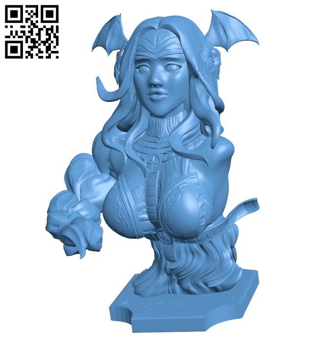 Woman bat bust B008325 file stl free download 3D Model for CNC and 3d printer