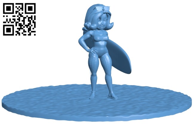 Women cartoon surfer B008197 file stl free download 3D Model for CNC and 3d printer