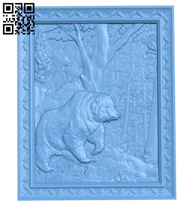 Bear painting A005678 download free stl files 3d model for CNC wood carving