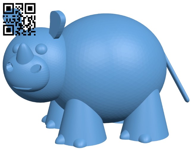 Cute rhino B008447 file stl free download 3D Model for CNC and 3d printer