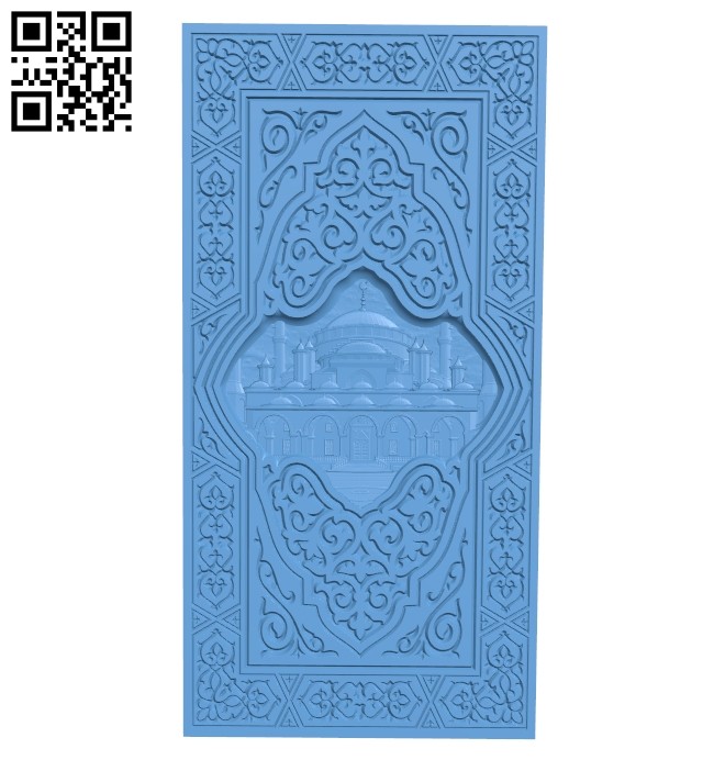 Door pattern - temple of the muslim A005448 download free stl files 3d model for CNC wood carving