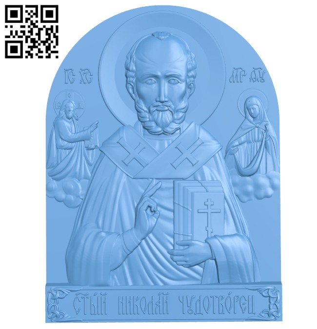 Icon of St. Nicholas the Wonderworker A005624 download free stl files 3d model for CNC wood carving