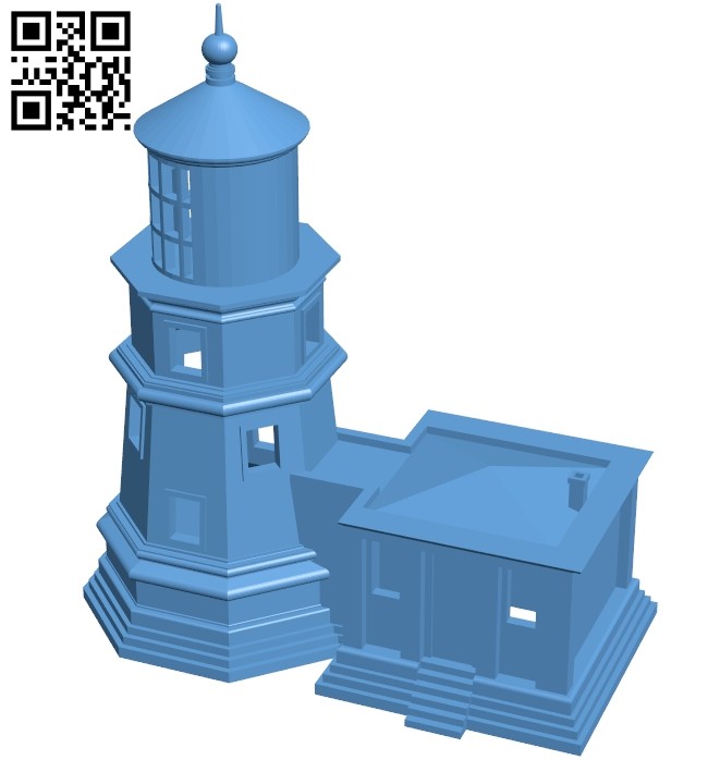 Lighthouse - house B008528 file stl free download 3D Model for CNC and 3d printer