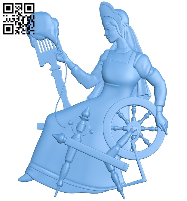 The girl is spinning A005669 download free stl files 3d model for CNC wood carving