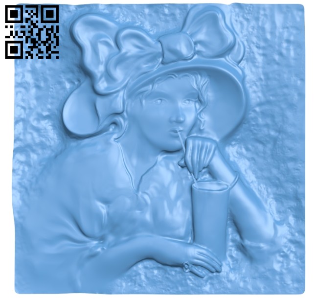 The girl sat drinking water A005468 download free stl files 3d model for CNC wood carving
