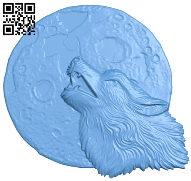 Wolf and moon A005663 download free stl files 3d model for CNC wood carving