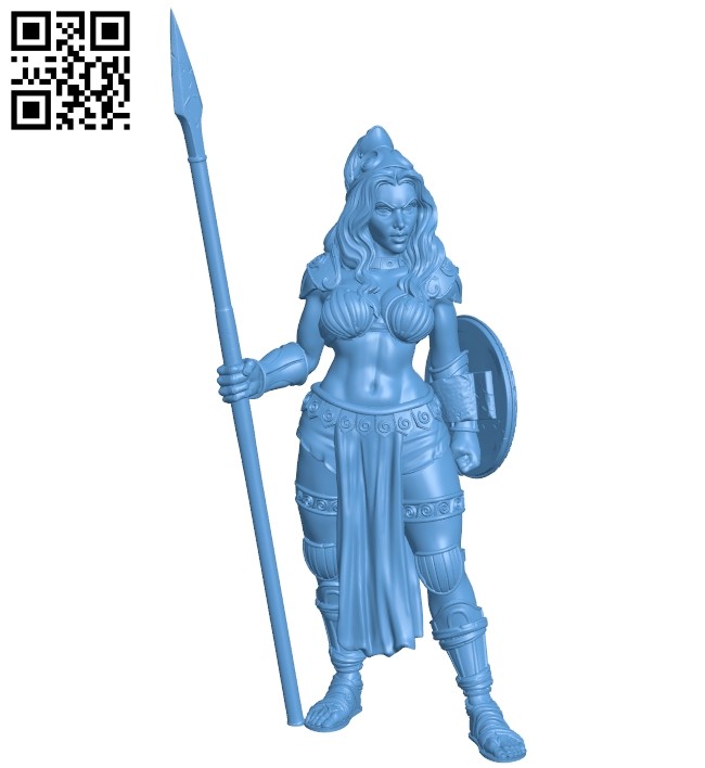 Amazon with spear - women B008793 file obj free download 3D Model for CNC and 3d printer