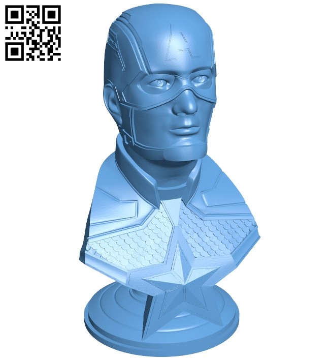 Captain America bust - superhero B008726 file obj free download 3D Model for CNC and 3d printer