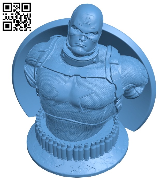 Captain America bust - superhero B008755 file obj free download 3D Model for CNC and 3d printer