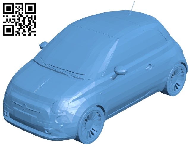 Car Fiat 500 2008 B008820 file obj free download 3D Model for CNC and 3d printer