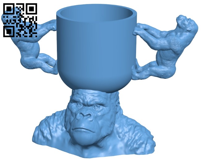 Cup of gorilla B008707 file obj free download 3D Model for CNC and 3d printer