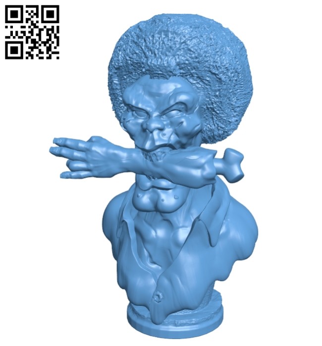 Disco Zombie - Hollow bust B008765 file obj free download 3D Model for CNC and 3d printer