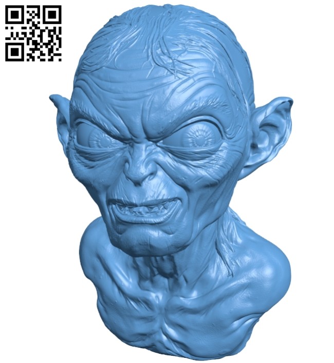 Gollum - head B008813 file obj free download 3D Model for CNC and 3d printer
