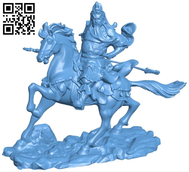 Guan Gong in horse B008855 file obj free download 3D Model for CNC and 3d printer