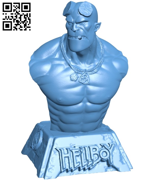 Hellboy bust B008905 file obj free download 3D Model for CNC and 3d printer