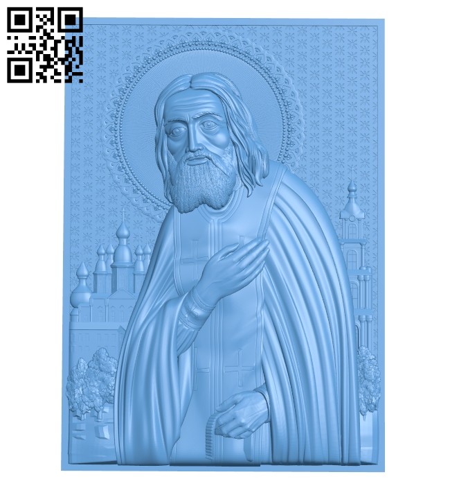 Icon Seraphim of Sarov A005700 download free stl files 3d model for CNC wood carving