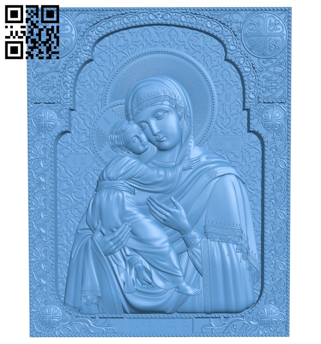Icon of the Vladimir Mother of God A005840 download free stl files 3d model for CNC wood carving