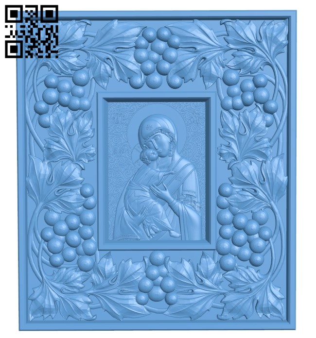 Icon of the Vladimir Mother of God in a large frame A005841 download free stl files 3d model for CNC wood carving