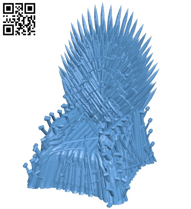 Iron throne B008745 file obj free download 3D Model for CNC and 3d printer