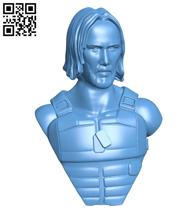 Keanu cyberpunk bust - man B008819 file obj free download 3D Model for CNC and 3d printer