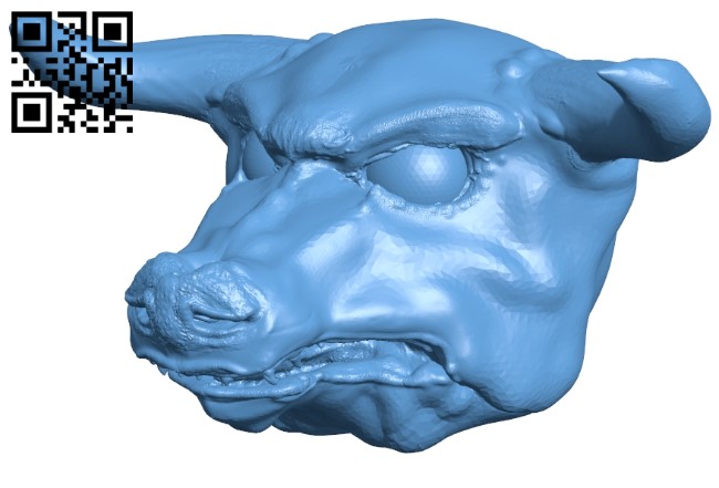 Minotaur head B008918 file obj free download 3D Model for CNC and 3d printer