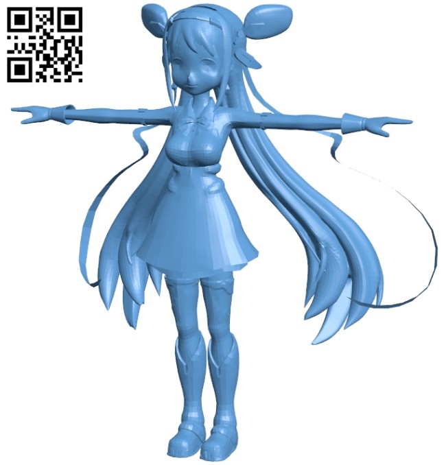 Miss Anime character B008802 file obj free download 3D Model for CNC and 3d printer