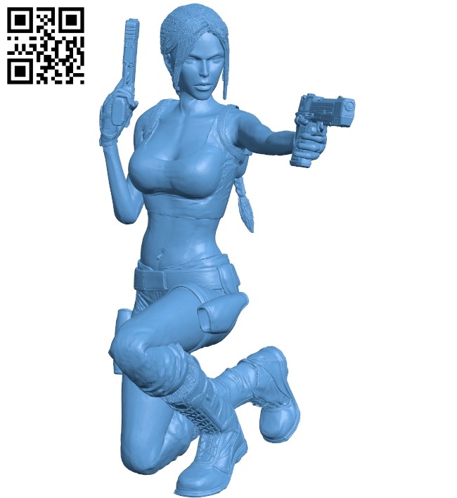 Miss Lara croft shoots B008896 file obj free download 3D Model for CNC and 3d printer