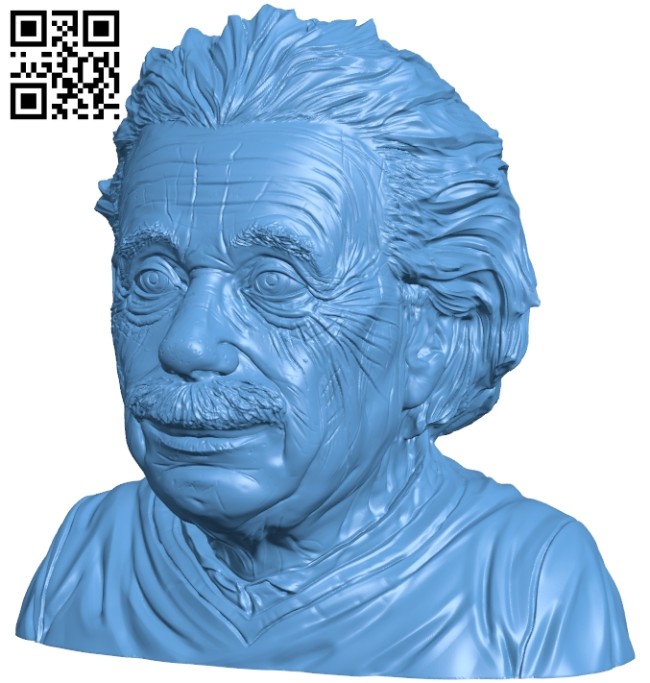 Mr Albert Einstein bust B008737 file obj free download 3D Model for CNC and 3d printer