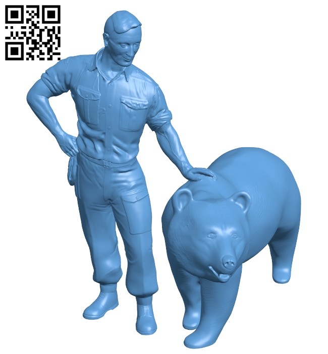 Soldier Bear 'Wojtek' on Princes Street - man B008836 file obj free download 3D Model for CNC and 3d printer