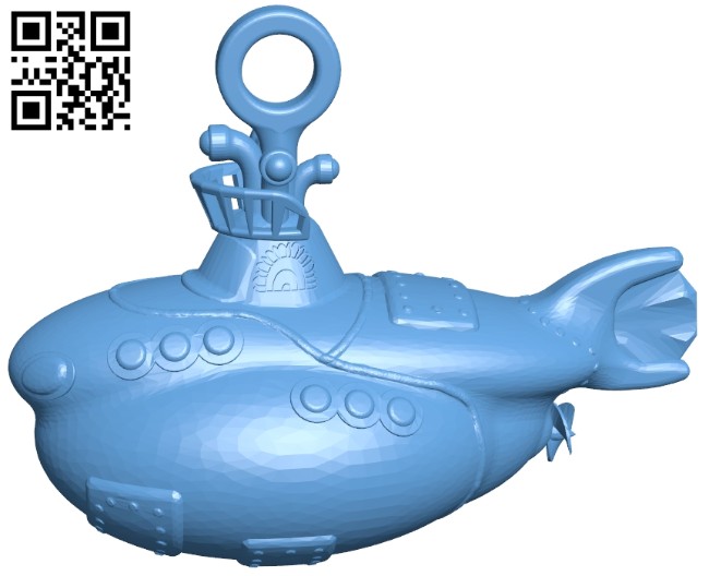 Submarine-shaped pendant B008695 file stl free download 3D Model for CNC and 3d printer