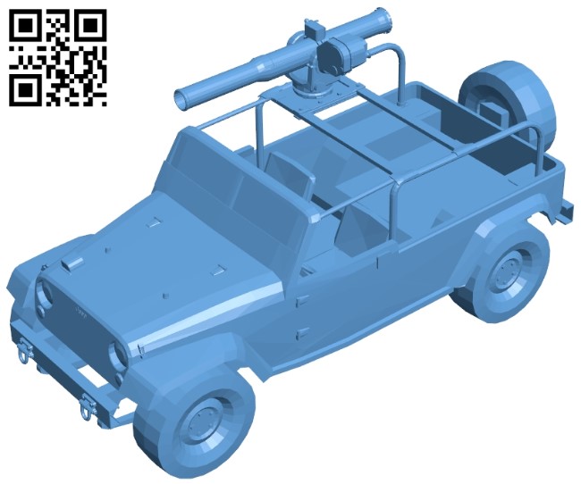 jeep with gun B008876 file obj free download 3D Model for CNC and 3d printer