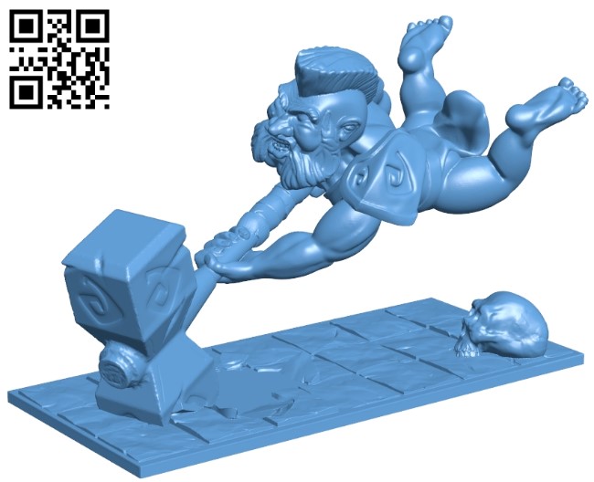 Dwarf Berserker - statue B008957 file obj free download 3D Model for CNC and 3d printer