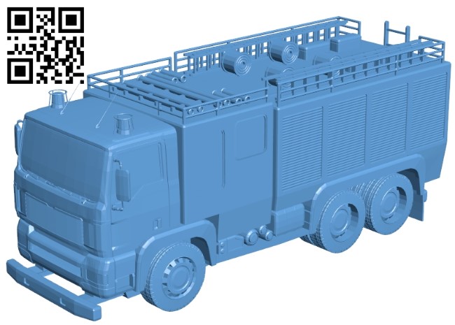 Fire truck B009035 file obj free download 3D Model for CNC and 3d printer