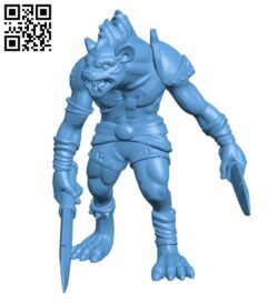 Gnoll fighter B008989 file obj free download 3D Model for CNC and 3d printer