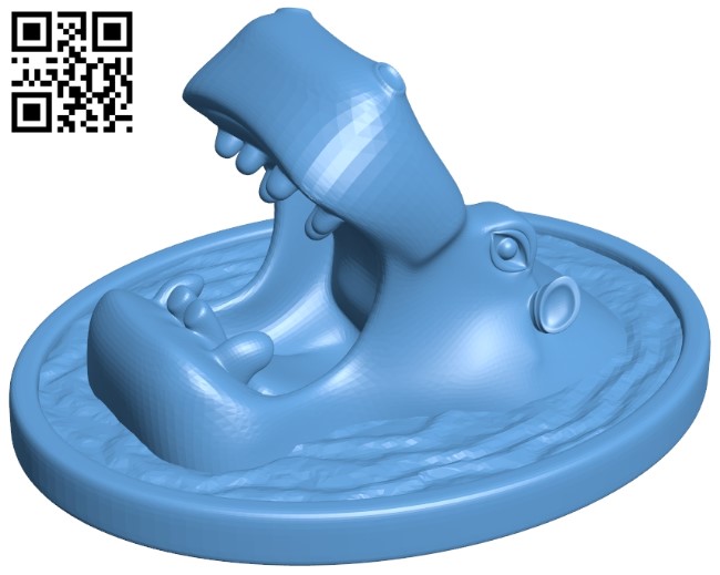 Hippo in water B008971 file obj free download 3D Model for CNC and 3d printer