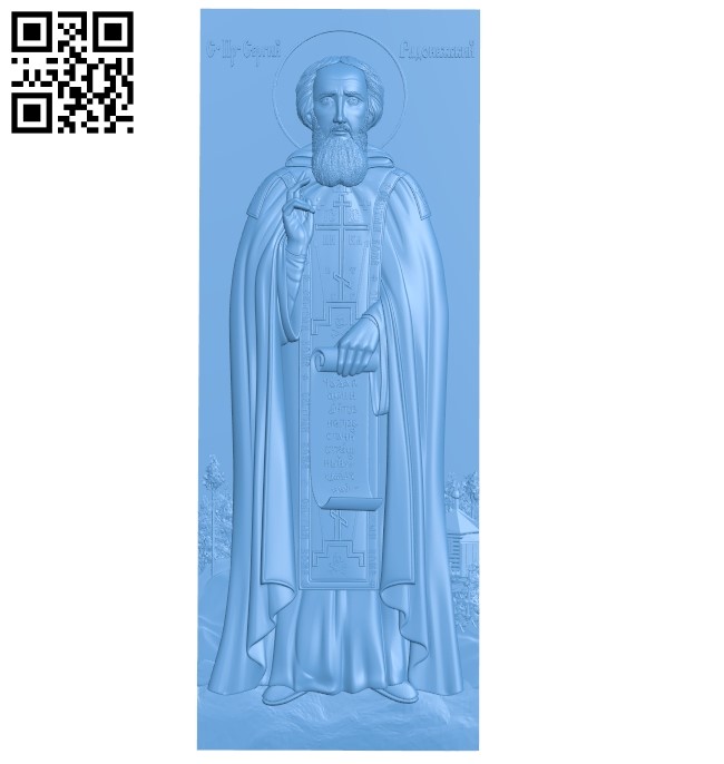 Icon of St. Sergius of Radonezh A005937 download free stl files 3d model for CNC wood carving