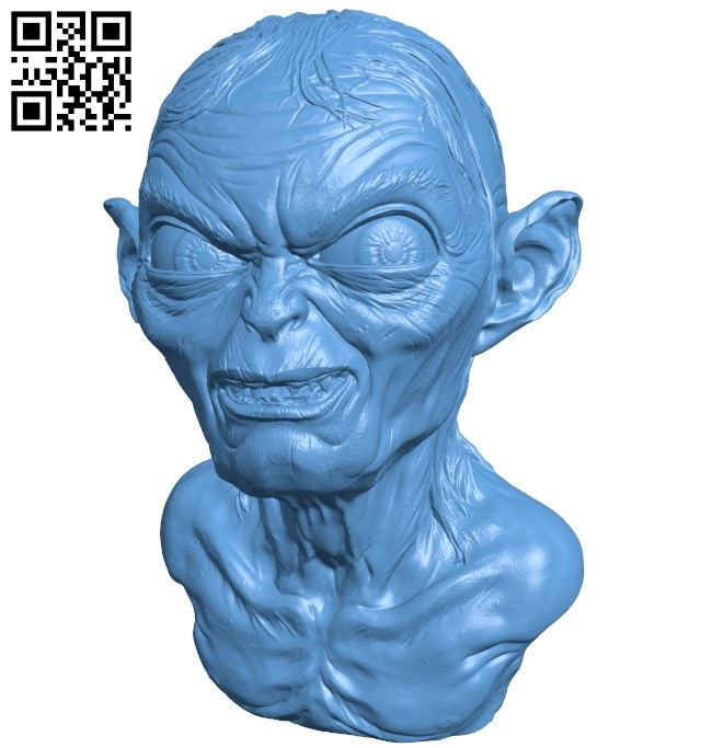 Mr Gollum bust B008922 file obj free download 3D Model for CNC and 3d printer