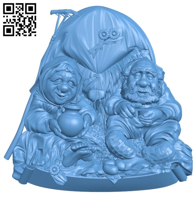 Two grandparents in the field A005924 download free stl files 3d model for CNC wood carving