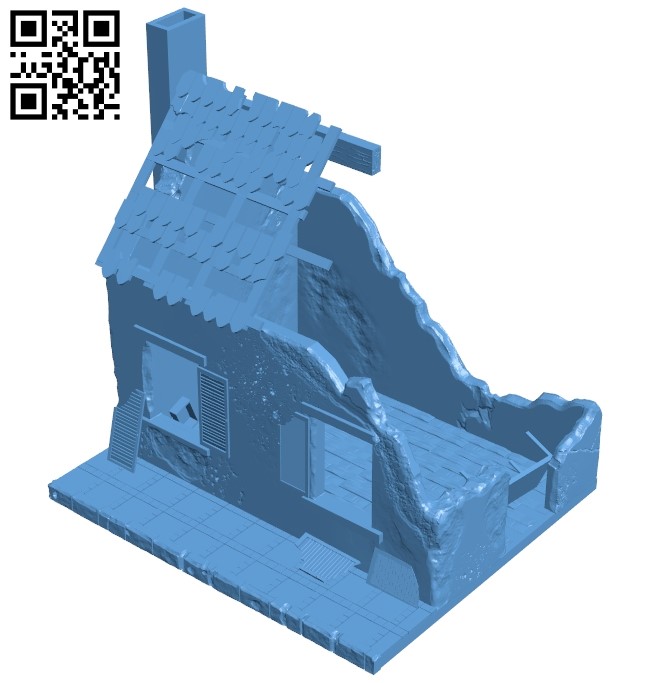 Destroyed house B009061 file obj free download 3D Model for CNC and 3d printer