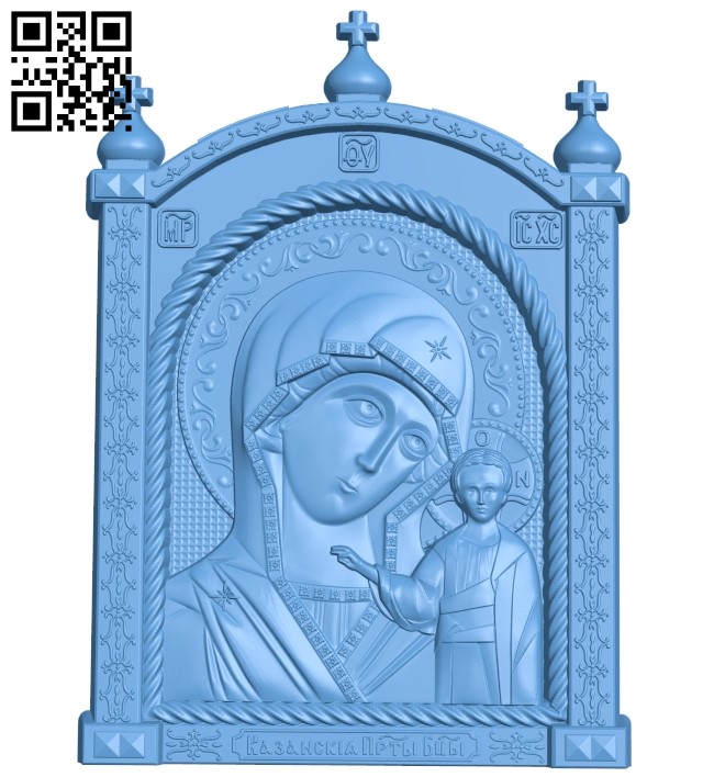 Icon of Our Lady of Kazan A005998 download free stl files 3d model for CNC wood carving