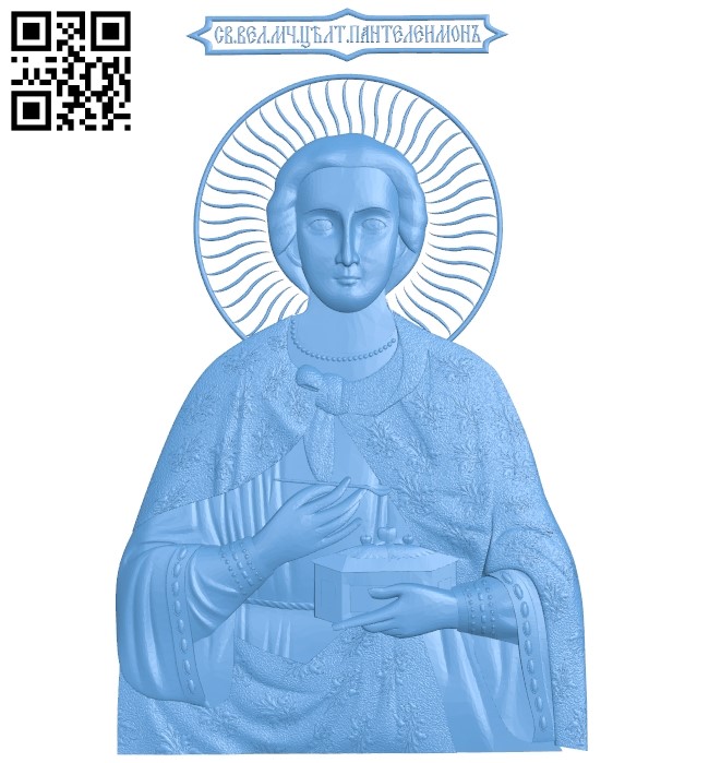 Icon of Saint Panteleimon A005991 download free stl files 3d model for CNC wood carving
