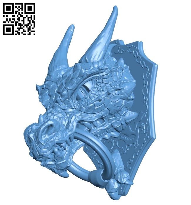 Knocker dragon head B009143 file obj free download 3D Model for CNC and 3d printer