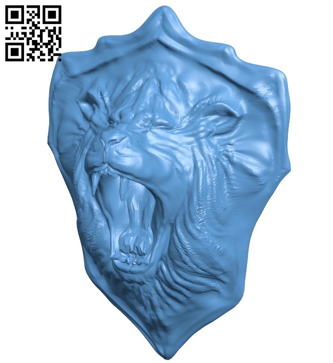 Lions Head Shield B009047 file obj free download 3D Model for CNC and 3d printer