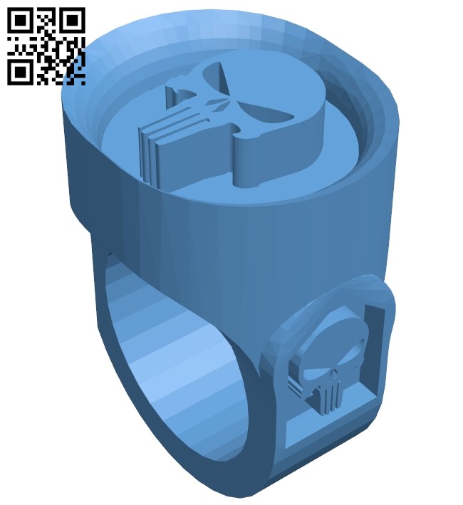 Punisher ring B009184 file obj free download 3D Model for CNC and 3d printer