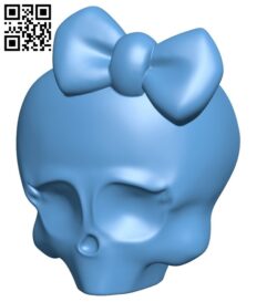Skull with bow B009185 file obj free download 3D Model for CNC and 3d printer