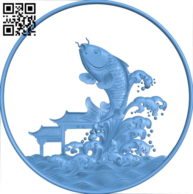 The image of the carp crossing the dance gate A006082 download free stl files 3d model for CNC wood carving