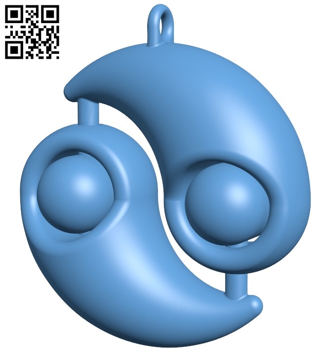 Yin Yang - pendant B009119 file obj free download 3D Model for CNC and 3d printer