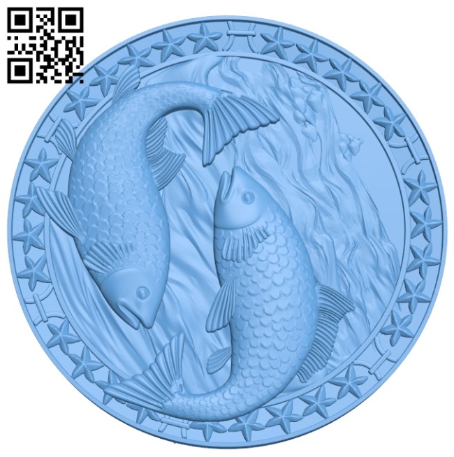 circular carp picture A006035 download free stl files 3d model for CNC wood carving