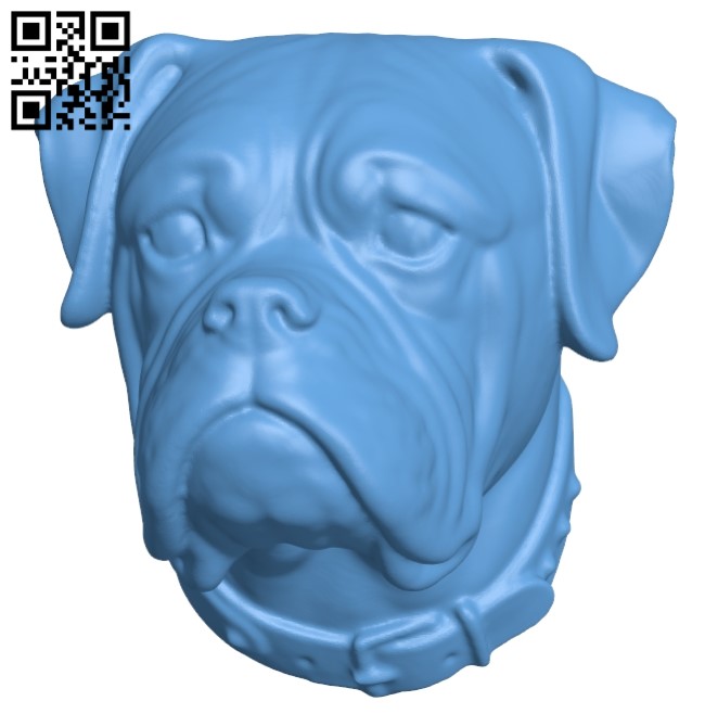 Boxer head - dog B009309 file obj free download 3D Model for CNC and 3d printer